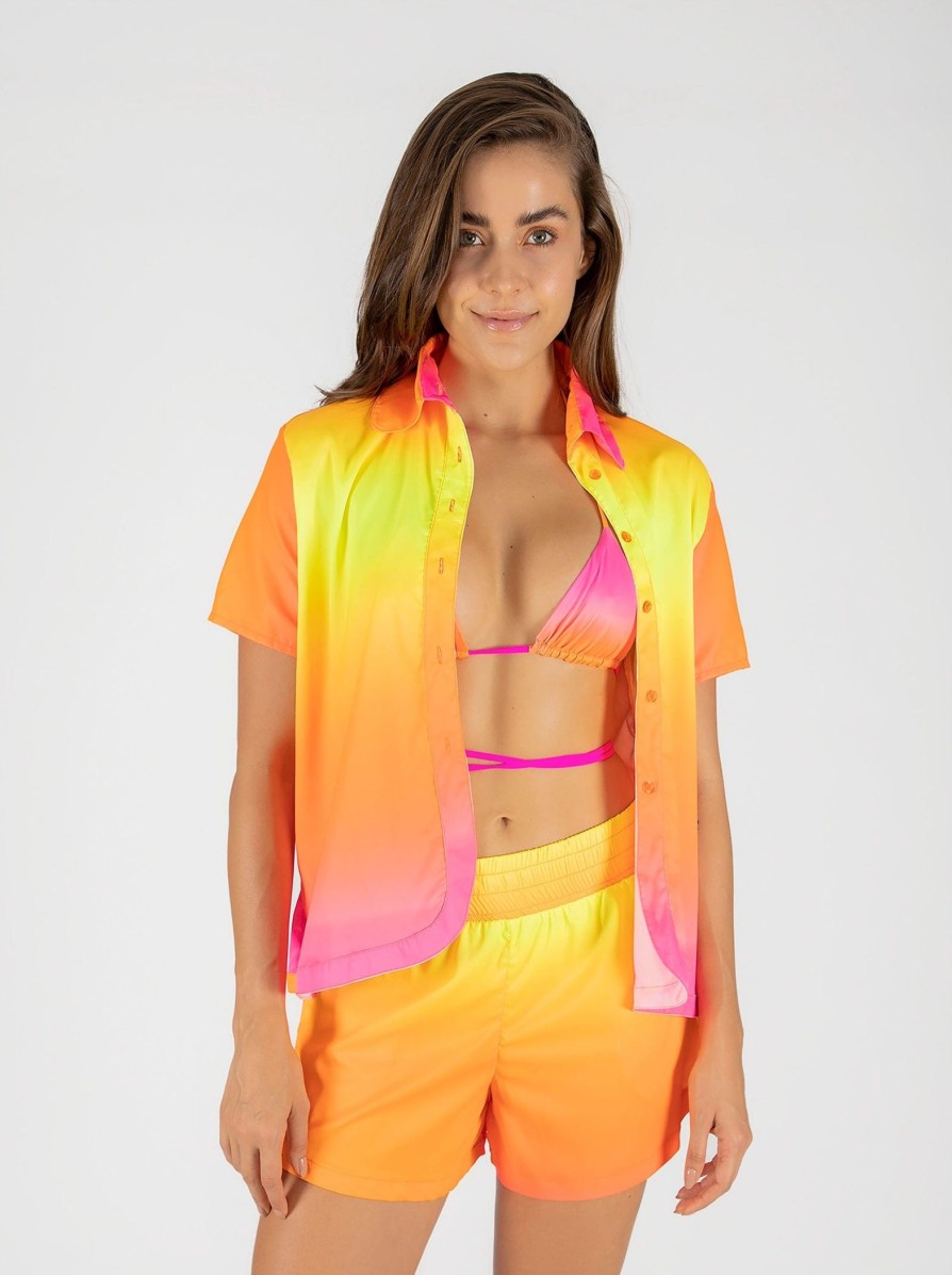 Clothing ONEONE SWIMWEAR Shirts | Nina Shirt Orange Gradient - Final Sale